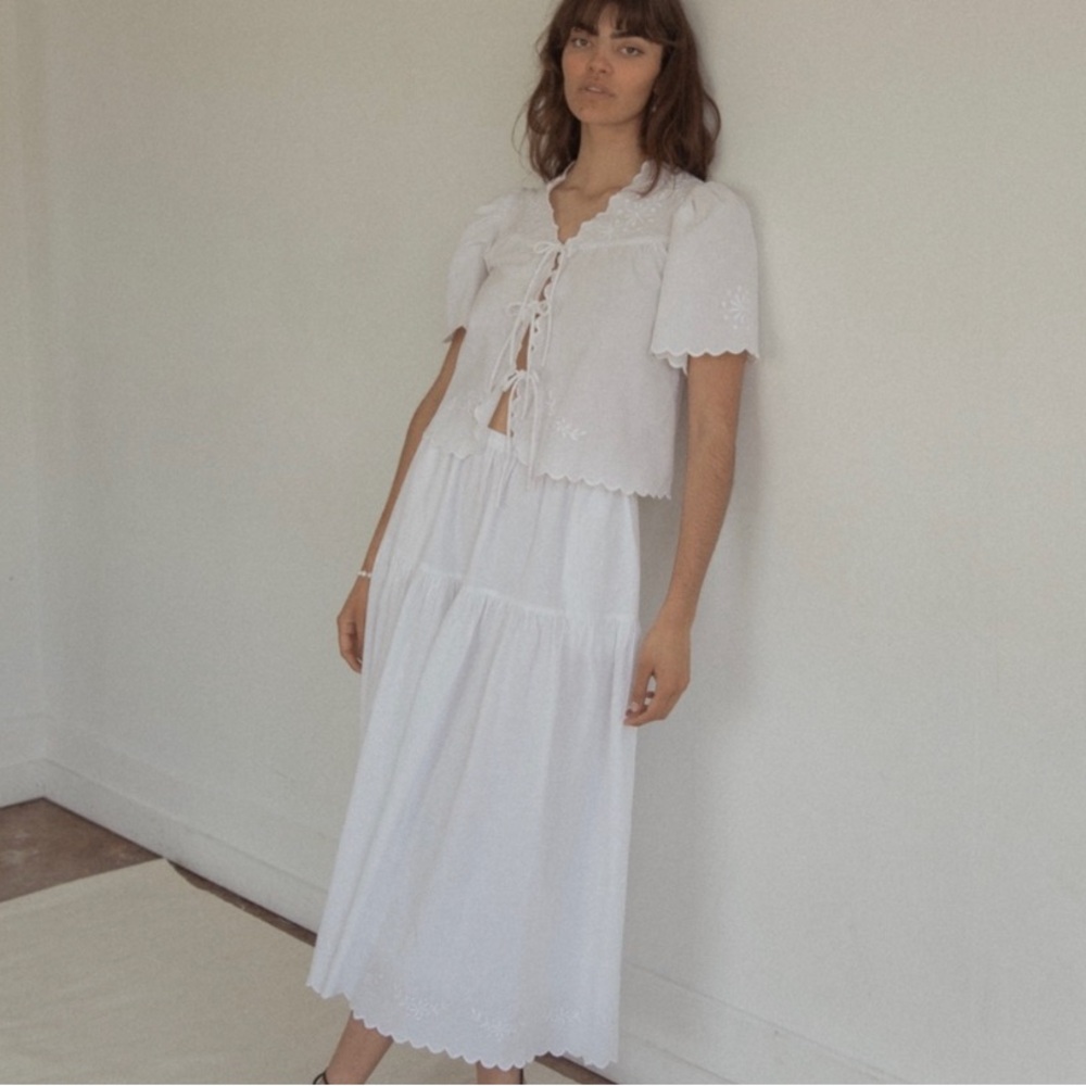 White Eyelet Tie-Front Blouse